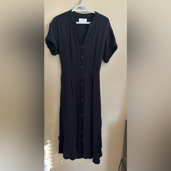 XiRENA Black Cotton Gauze Button-Up Tie Belt Maxi Dress - Picture 2 of 10